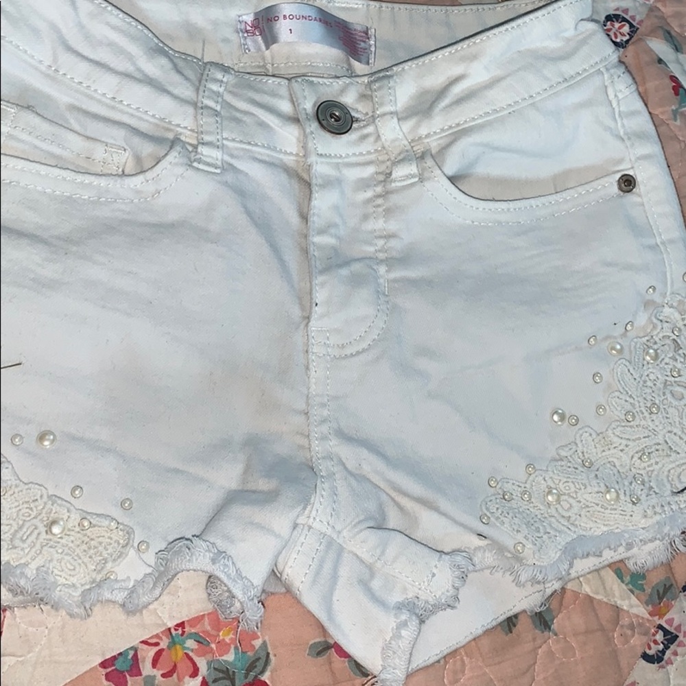 White jean shorts